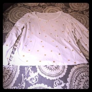 White long sleeve shirt w/ gold dots